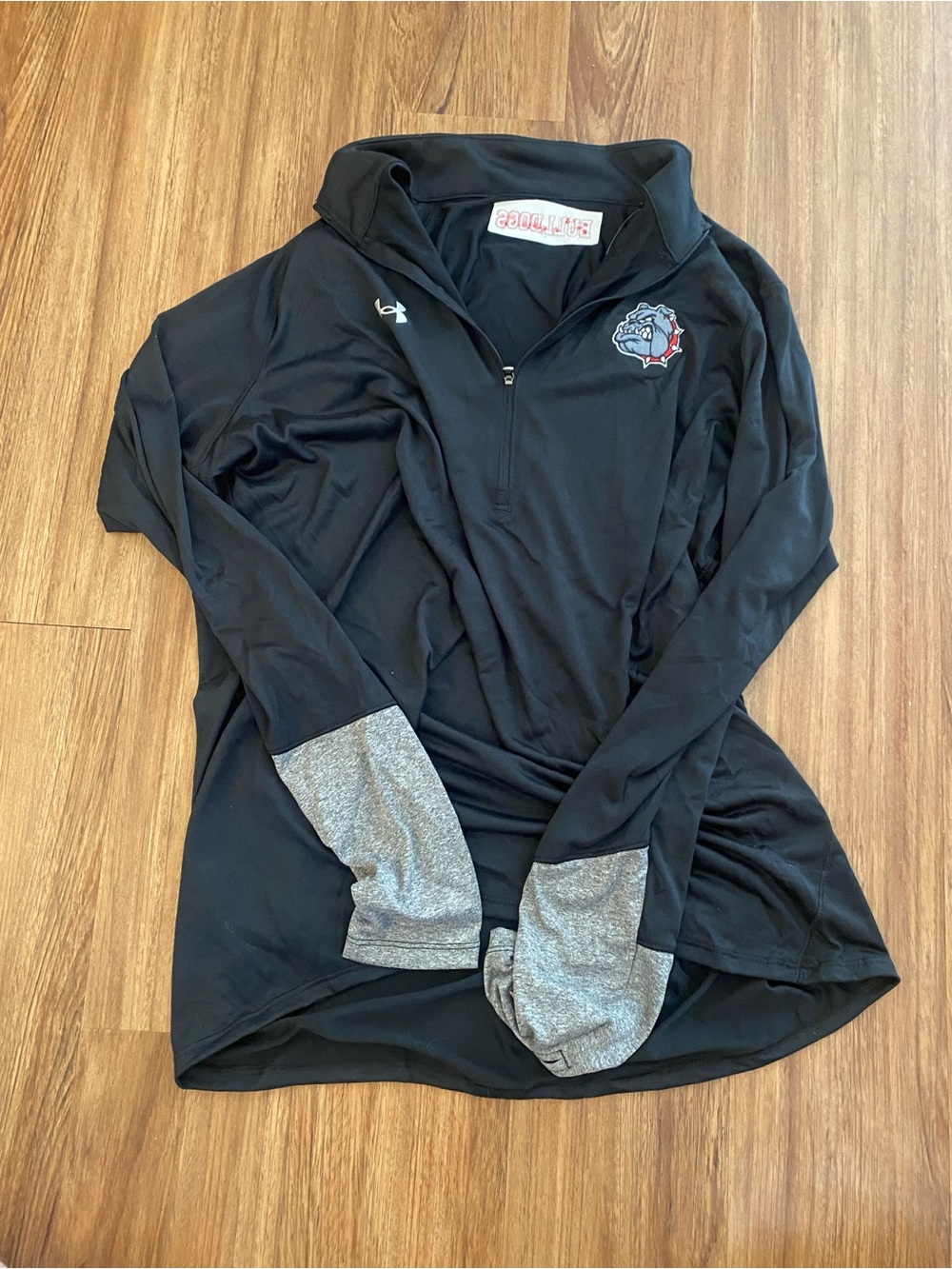 Under Armour Bulldogs Black Quarter-Zip Pullover with Grey Cuff Accents